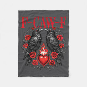 F-caw-f Black Crow Black Bird Roses Heart Funny Va Fleece Blanket