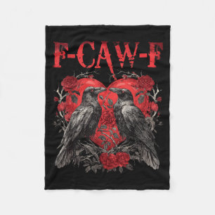 F-caw-f Black Crow Black Bird Roses Heart Funny Va Fleece Blanket