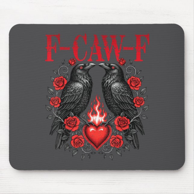 F-caw-f Black Crow Black Bird Roses Heart Funny Va Mouse Mat (Front)
