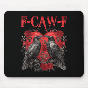 F-caw-f Black Crow Black Bird Roses Heart Funny Va Mouse Mat