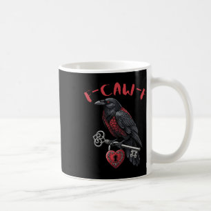 F-caw-f Black Crow Holding Heart Lock And Key Vale Coffee Mug