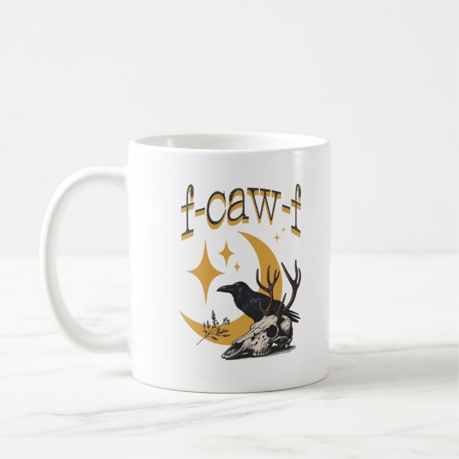 F-Caw-F Black Crow Lover Dark Humour Funny Raven Coffee Mug (Left)