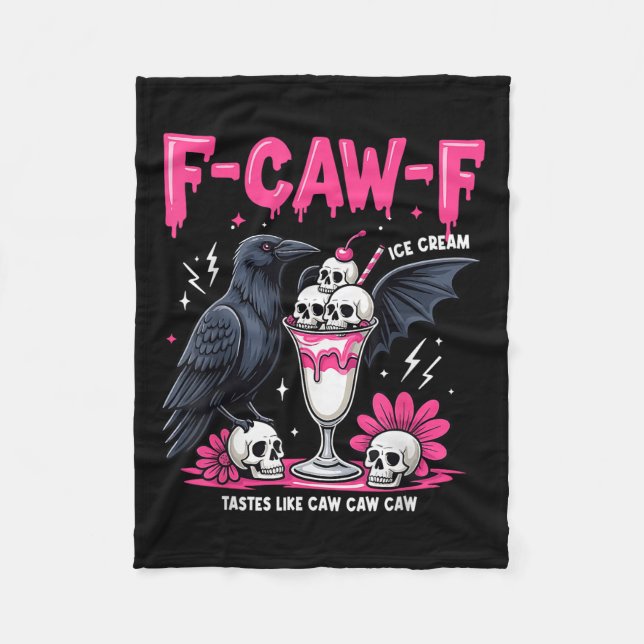 F-caw-f Black Crow Pun Funny Bird Cawing Nge Hallo Fleece Blanket (Front)