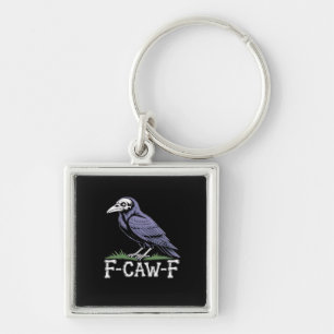 F-Caw-F Bone Text Skull Raven - Gothic Macabre Hum Key Ring