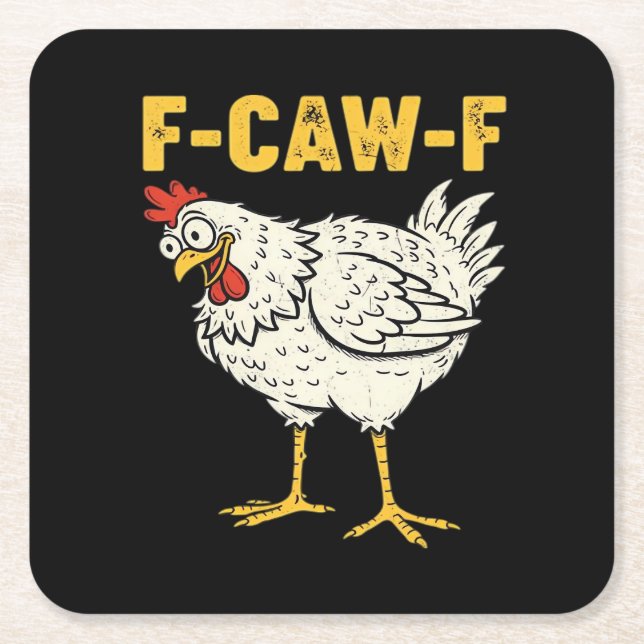 F-Caw-F Chicken Classic Retro Cool Square Paper Coaster (Front)