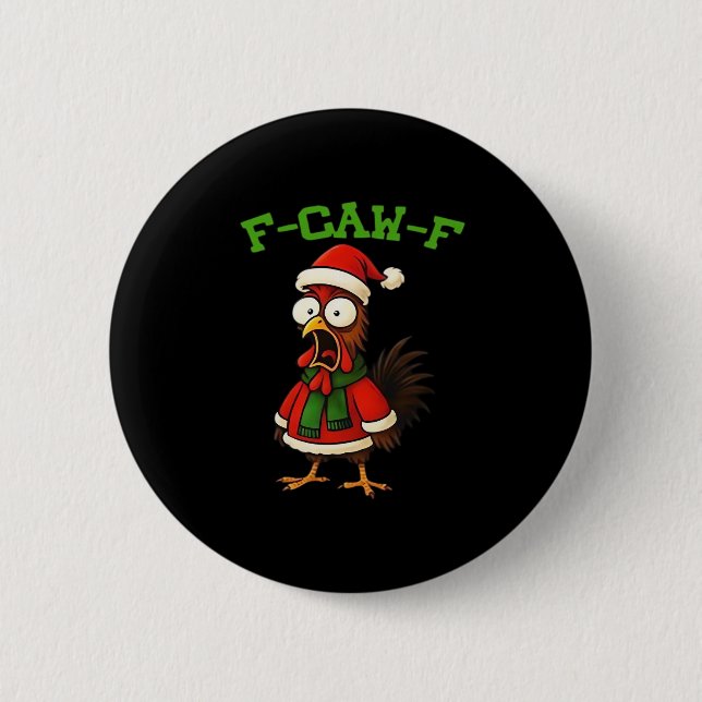 F-Caw-F Chicken Classic Retro Graphic 6 Cm Round Badge (Front)