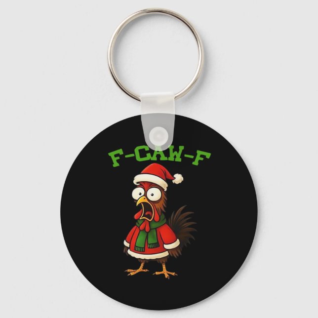 F-Caw-F Chicken Classic Retro Graphic Key Ring (Front)