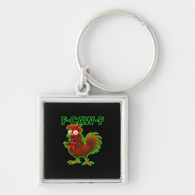 F-Caw-F Chicken Classic Retro Graphic Key Ring (Front)