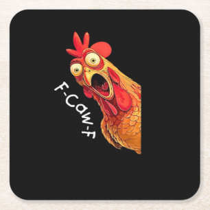 F-Caw-F-Chicken Classic Vintage Graphic Square Paper Coaster
