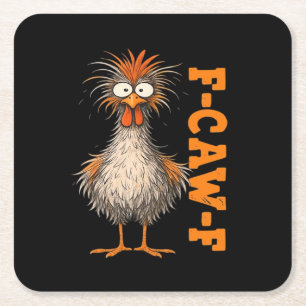 F-Caw-F-Chicken Eagerlys Colourful Funny Rooster M Square Paper Coaster
