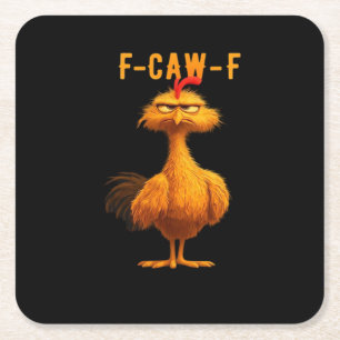 F-Caw-F Chicken Essential Trendy Art Square Paper Coaster