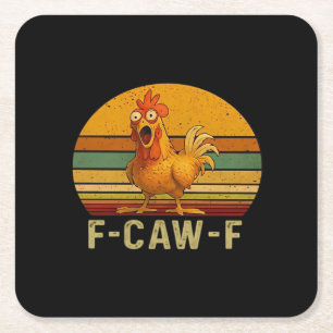 F-Caw-F Chicken Essential Vintage Graphic Square Paper Coaster