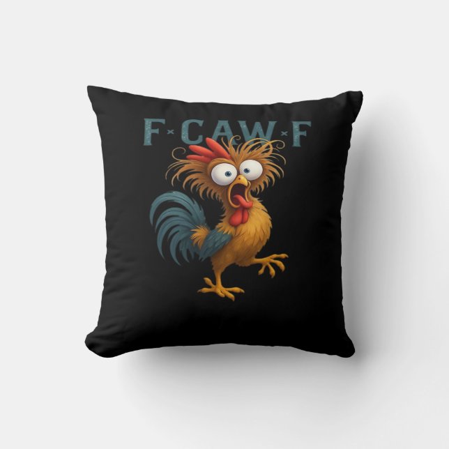 F-Caw-F Chicken Essential Vintage Style Cushion (Front)