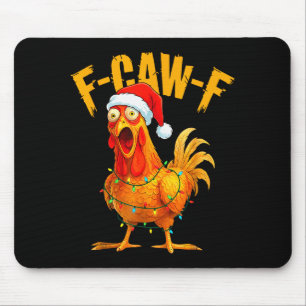 F-caw-f Chicken Fcawf Chicken Christmas Light Sant Mouse Mat