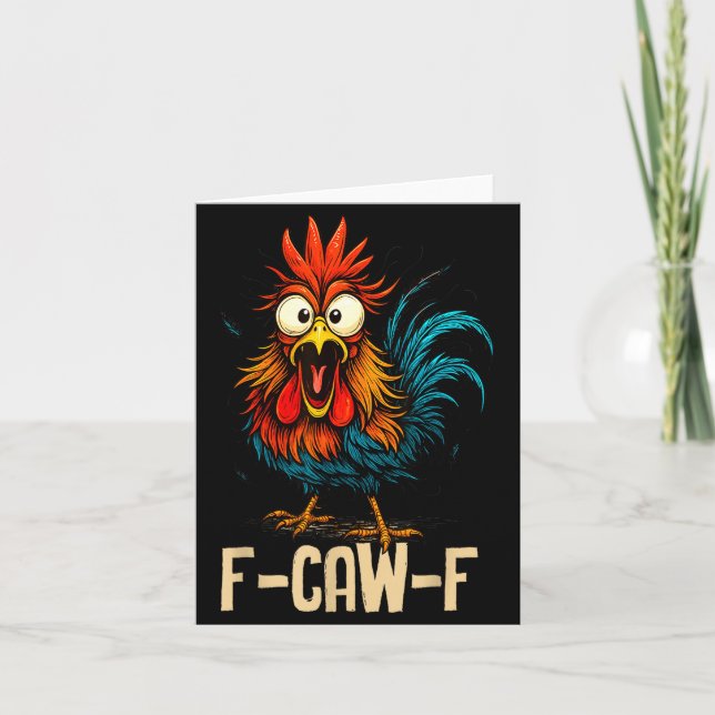 F-caw-f Chicken Fcawf Rooster Coffee  Card (Front)