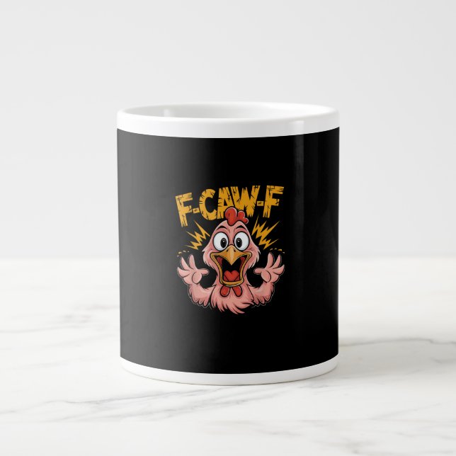 F Caw F Chicken Funny FCawF Rooster F-Caw-F Chicke Large Coffee Mug (Front)