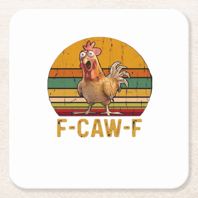 F-Caw-F Chicken Humor Essential Minimal Clean Square Paper Coaster (Front)