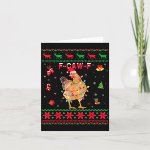 F-caw-f Chicken Humor Meme Rooster Christmas Ugly  Card