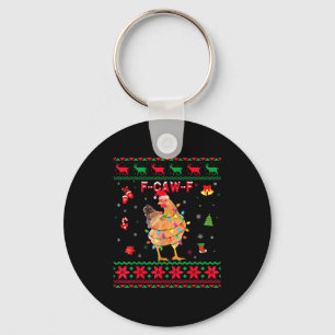 F-caw-f Chicken Humor Meme Rooster Christmas Ugly Key Ring