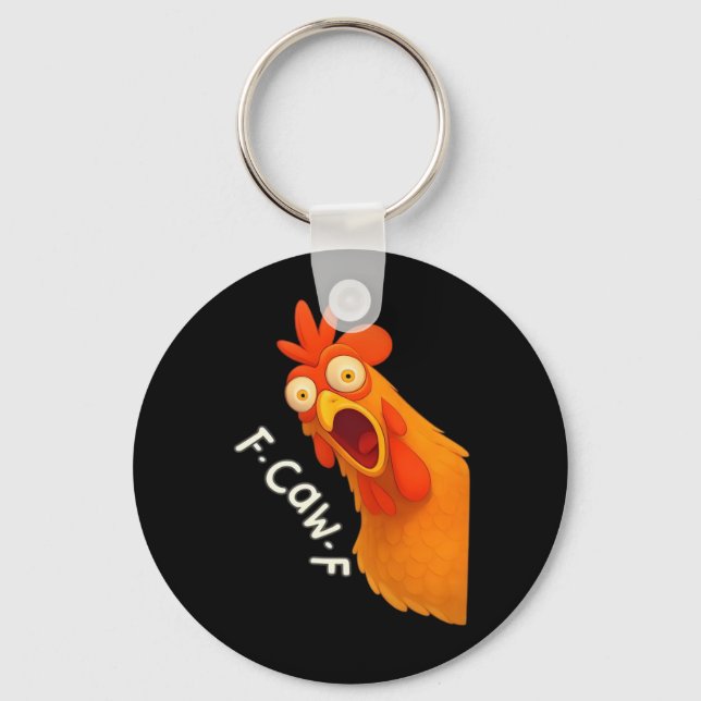 F-Caw-F Chicken Retro Classic Key Ring (Front)
