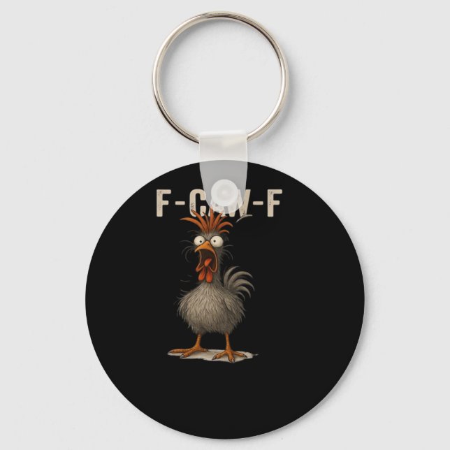 F-Caw-F Chicken Retro Classic Key Ring (Front)