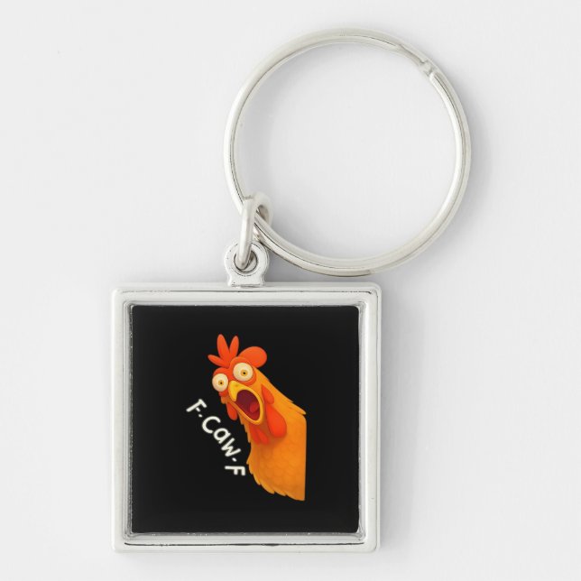 F-Caw-F Chicken Retro Classic Key Ring (Front)