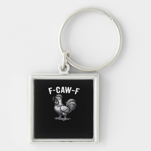 F-Caw-F Chicken Retro Graphic Key Ring (Front)