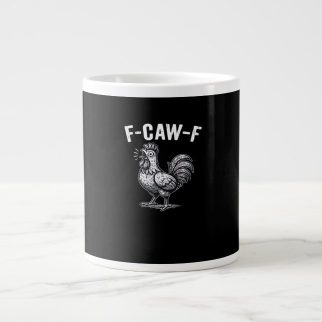 F-Caw-F Chicken Retro Graphic Large Coffee Mug (Front)