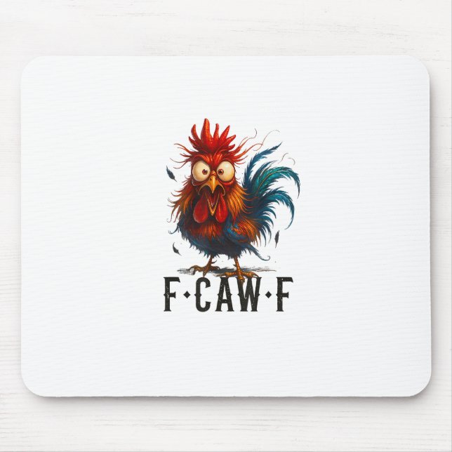 F-Caw-F Chicken Rooster Funny Meme Mouse Mat (Front)