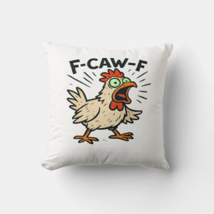 F-Caw-F Chicken Vintage Graphic Cushion