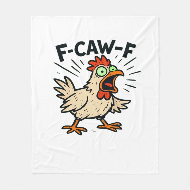 F-Caw-F Chicken Vintage Graphic Fleece Blanket (Front)