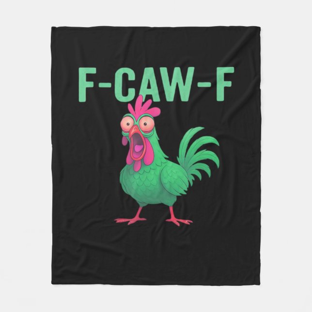 F-Caw-F Chicken Vintage Style Fleece Blanket (Front)