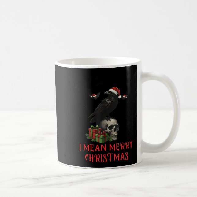 F-caw-f Christmas Crow Funny Goth Christmas Skull  Coffee Mug (Right)