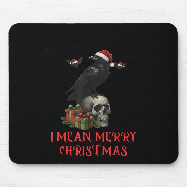F-caw-f Christmas Crow Funny Goth Christmas Skull  Mouse Mat (Front)
