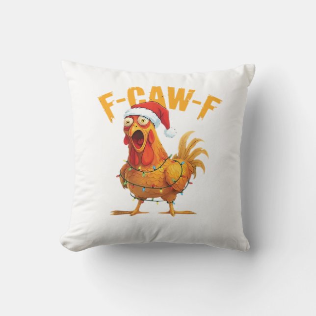 F-Caw-F Christmas Funny Chicken Christmas Essentia Cushion (Front)