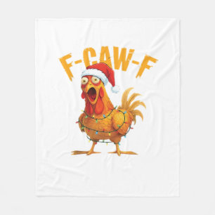 F-Caw-F Christmas Funny Chicken Christmas Essentia Fleece Blanket