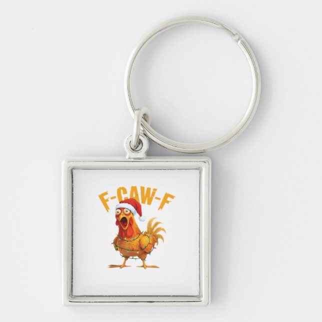 F-Caw-F Christmas Funny Chicken Christmas Essentia Key Ring (Front)