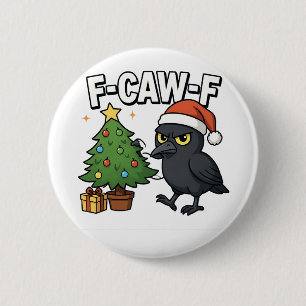 F-caw-f Christmas Raven Crow Xmas Tree Meme  6 Cm Round Badge