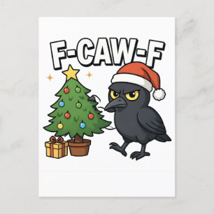 F-caw-f Christmas Raven Crow Xmas Tree Meme  Holiday Postcard