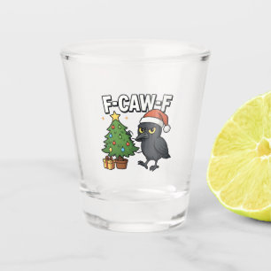 F-caw-f Christmas Raven Crow Xmas Tree Meme  Shot Glass