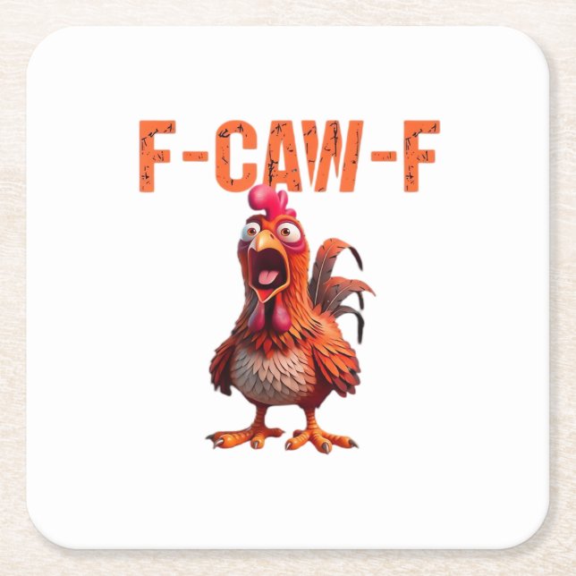 F-Caw-F Classic Basic Design Square Paper Coaster (Front)