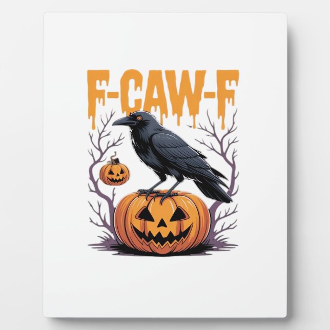 F-Caw-F Classic Halloween Raven Pumpkin Tee - Spoo Plaque (Front)