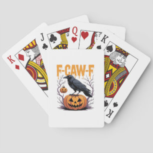 F-Caw-F Classic Halloween Raven Pumpkin Tee - Spoo Playing Cards