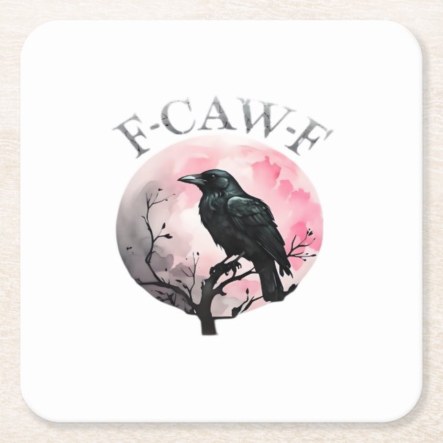 F-Caw-F Classic Retro Cool Square Paper Coaster (Front)