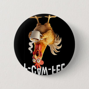F-caw-f Coffee Chicken Funny Morning Office Humour 6 Cm Round Badge