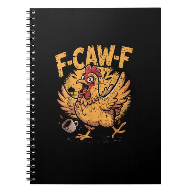 F-Caw-F Coffee Chicken Rooster Funny Bird F-Caw-F Notebook (Front)