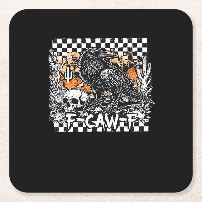 F-Caw-F Cool Retro Square Paper Coaster (Front)