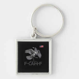 F-Caw-F Cow Funny Bird USA Vintage Flag Funny Humo Key Ring