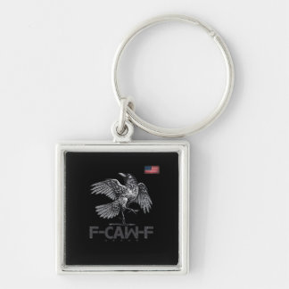 F-Caw-F Cow Funny Bird USA Vintage Flag Funny Humo Key Ring