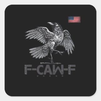 F-Caw-F Cow Funny Bird USA Vintage Flag Funny Humo Square Sticker